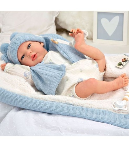 [AS98166] Bebé Real 40cm Arias Reborn Martin Azul C/Manta 6a+