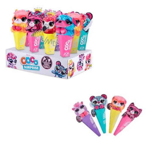 [ZU9609] Peluches Coco Surprise Conos Neón Display/12  Surt/6 3a+