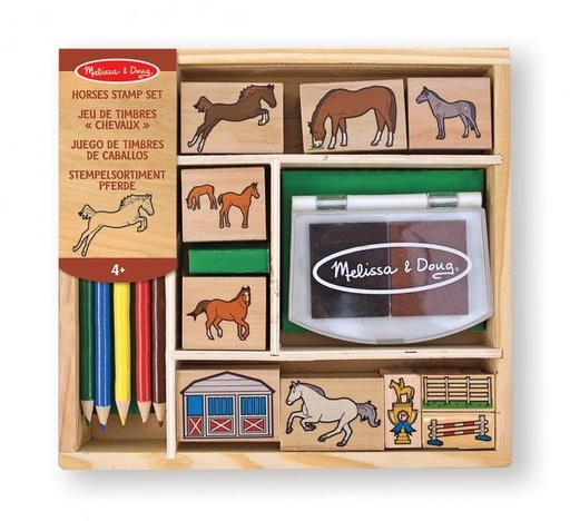 [MD12410] Juego Sellos Caballlos de Madera 4a+