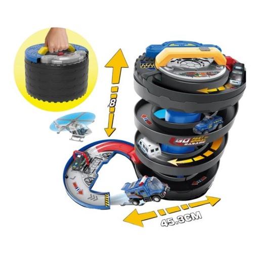 [WWSK571JA] Pista de Carros Portátil en Forma de Espiral c/ 2 Carros de  Policia 3a+ (447980)