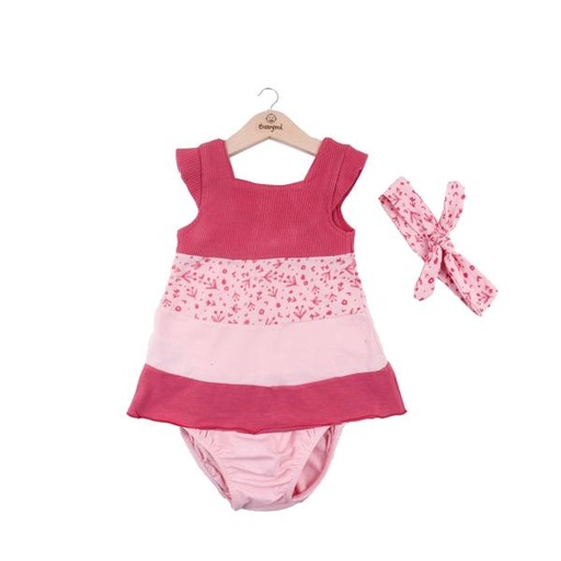[BBL13103912M] Vestido + Braga + Cinta Color Frambuesa 12m (635180)