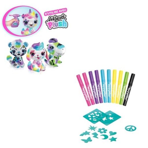 [CTOFG256] Repuestos para Airbrush Plush 10 Marcadores 20 Plantillas 6a+