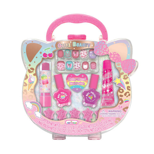 [HF062LP] Estuche con Labiales y Esmaltes para Uñas de Leopardo 5a+