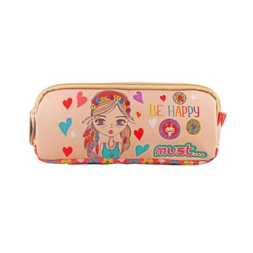 [DK585541] Cartuchera Must Energy 21X6X9 cm 2 Cremalleras, Sé Feliz