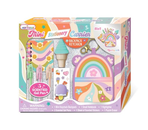 [HF312GO] Mini Mochila de Oso con Accesorios 8en1 de Arcoiris 4a+