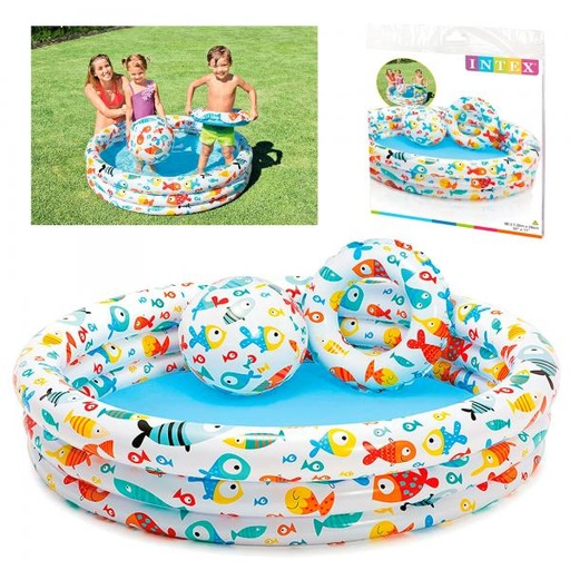 [INT59469] Piscina 3 Anillos 132x28cm Bola-Flotador 3a+ C12
