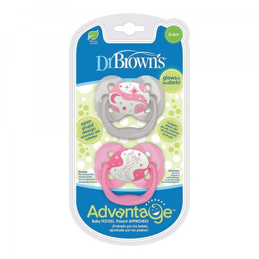 [DRPA12003] Chupetas Advantage Reversibles Brillante en Oscuridad  0-6m Rosa (PA12003-INTL)