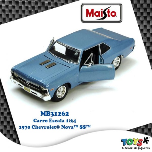[MB31262] Carro 1:24 1970 Chevrolet® Nova SS Azul Metálico 3a+ (072232)