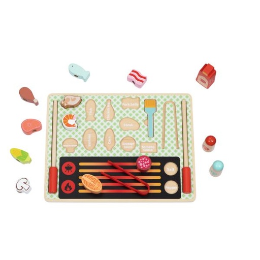 [TKTJ454] Juego de la Parrilla de Madera 18Pzs 3a+