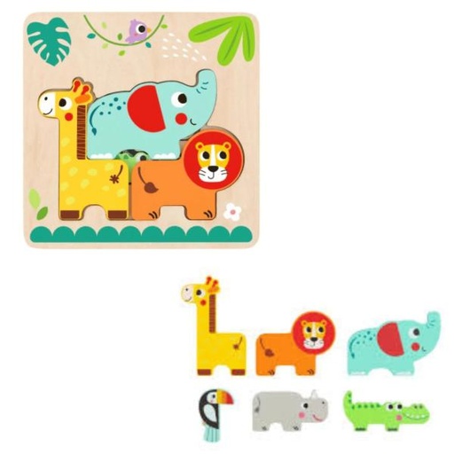 [TKTH606] Rompecabezas de Varias Capas de Animales de la Selva 12m+