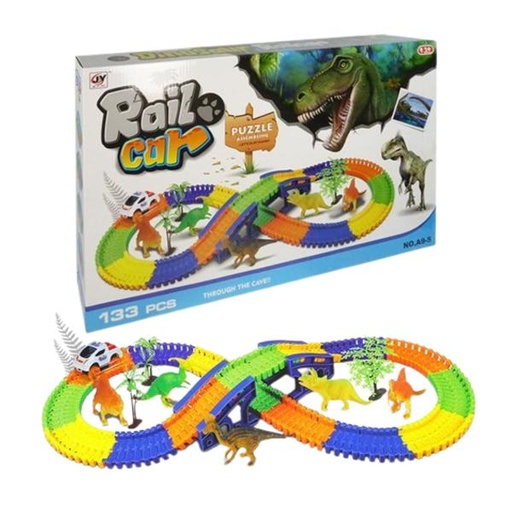 [WWA95] Pista de Carros Armable Rain Car Dinosaurios 133pzs 3a+ (438193)