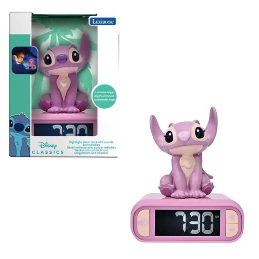 [LX10728] Reloj Despertador con Luz Nocturna y Sonido Disney Lilo & Stitch Angel