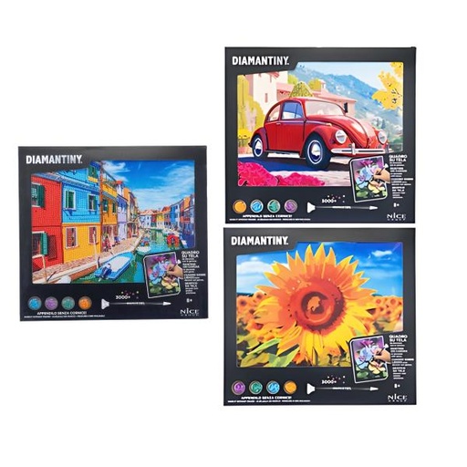 [NC96580] Cuadro de Tela para Pintar con Cristales Plastios 3D  Surt/3 8a+ (96561-96565-96569)