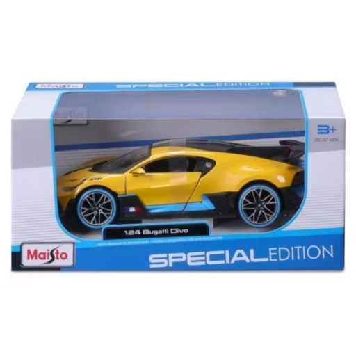 [MB31526Y] Carro Bugatti Divo Azul Carbón Amarillo Esc:1:24 3a+(064756)
