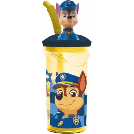 [SR81666] Vaso con Tapa 3D Pajillade Paw Patrol 360ml Niño