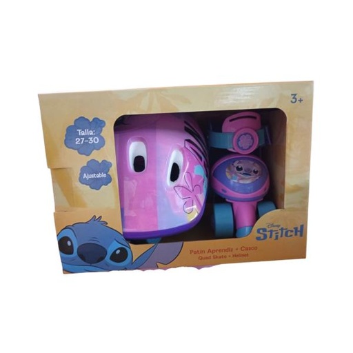 [PI12400AN] Patines de 4 Ruedas C/ Casco Disney Stitch Angel para Principiantes T27-30 3a+