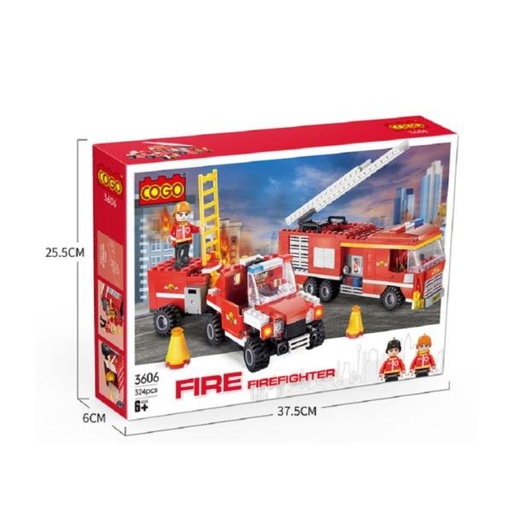 [CO3606] Vehículos de Bomberos Fire Fichte 324pzs 6a+