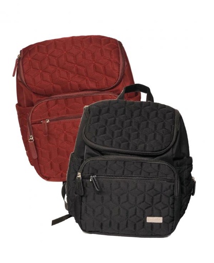 [AC21800739] Mochila Pañalera Color Surt/2 Negro-Vino (007397)